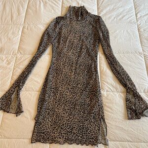 SHEIN Animal Print Long Sleeve Dress